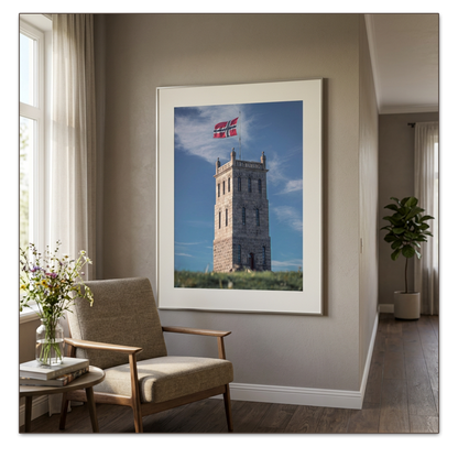 Kunstplakat - Slottsfjellet i rødt, hvitt og blått